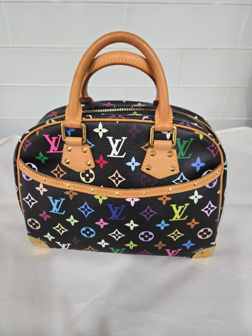 Authentic Louis Vuitton Trouville black Multicolore Monogram Takashi 2004